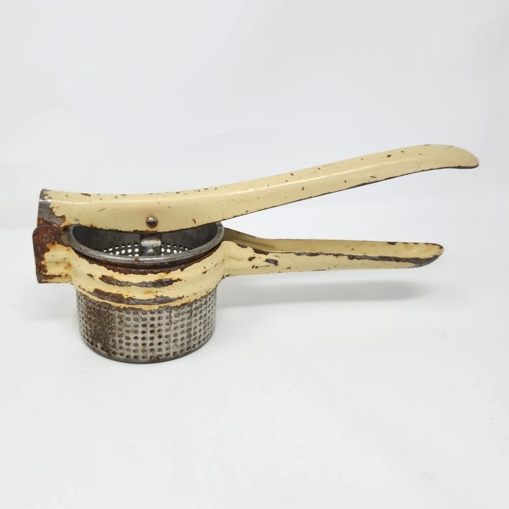 Vintage Enameled‎ Metal Potato Ricer, Kitchen Tool